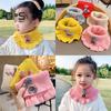 Children Warm Scarf Cartoon Pattern Ruffle Trim Knitted Winter Scarf Thickened Thermal Boys Toddler Elastic Warm Scarf