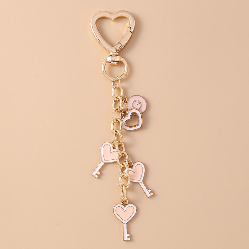 Aihua Милый розовый брелок в виде сердца любви, жемчужная бабочка, подвески-кольца для ключей в виде сердца для женщин, девочек, декор для сумок, подарок для DIY-украшений