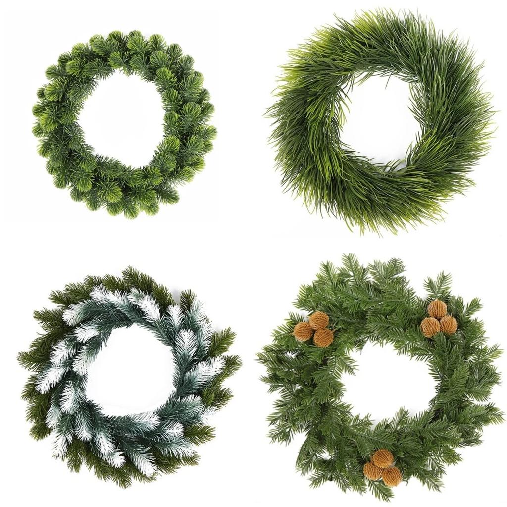 Artificial Christmas Decoration Festive Atmosphere Front Door Decor Artificial Wreath Easy To Hang Flexible Decoration