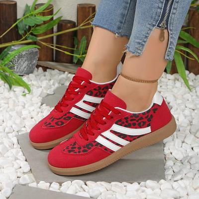 Европейский и американский стиль леопардовый принт красный немецкие тренировочные туфли 2025 новые популярные повседневные туфли Dexun для активного отдыха толстая подошва