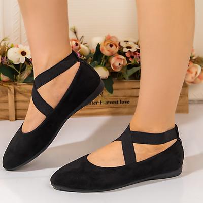 Внешняя торговля 2025 осень новые большие размеры крест эластичные одинарные туфли ножницы плоская подошва неглубокий вырез туфли для мамы