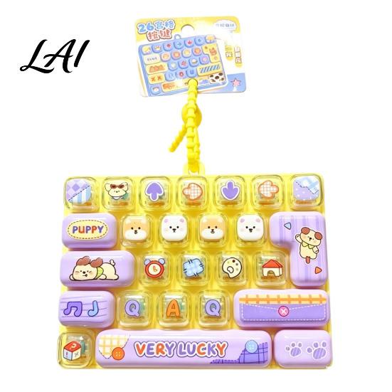 Relaxation Gift for Friends 26-Key Keyboard Cartoon Clicky Cute Fidget Toy Clicker Toy with Interactive Keychain Accessory Keychain Backpack