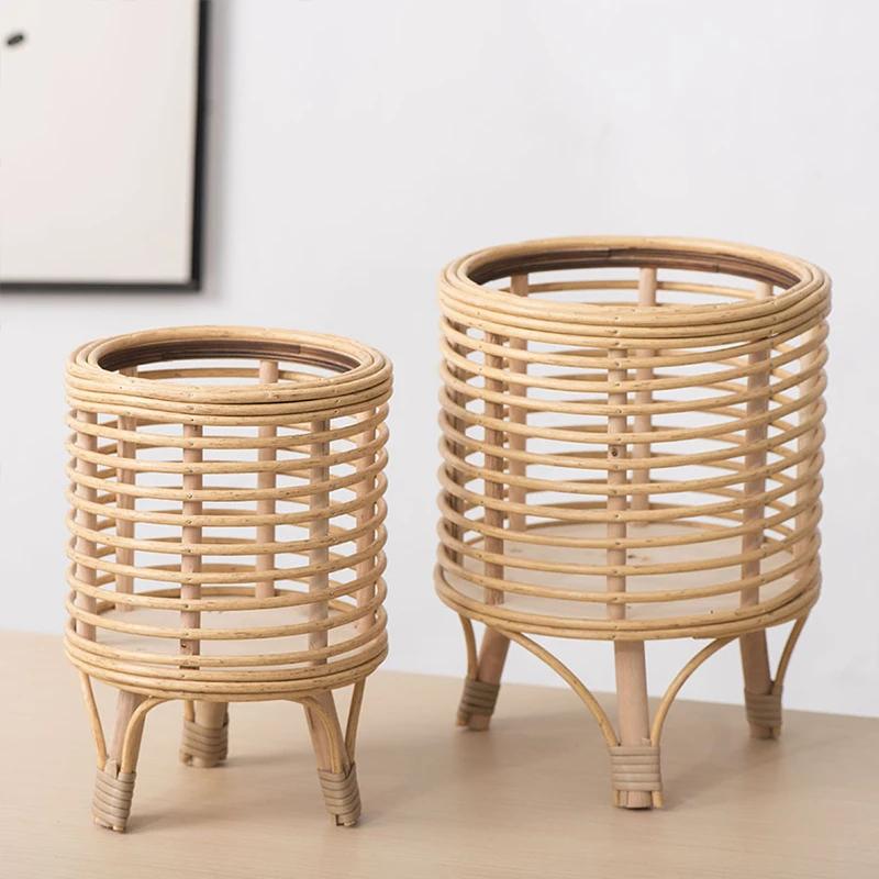 Ins Nordic Flower Pot Basket Wooden Flower Frame Indoor Outdoor Flower Pot Stand Living Room Green Plant Flower Pot Container