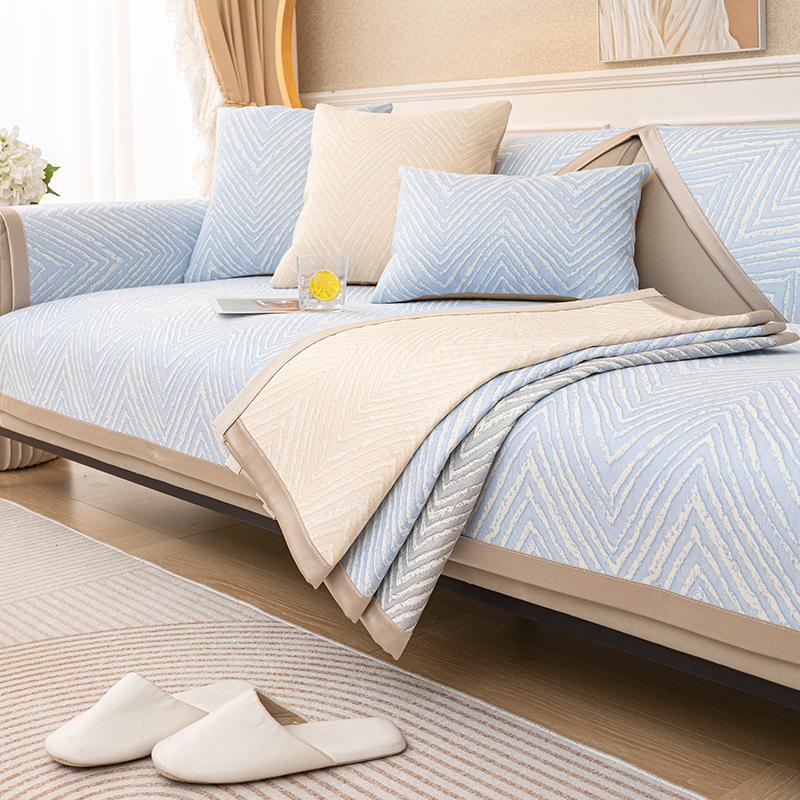 Скандинавская Простая Подушка для Дивана из Ледяного Шелка Кожаная Всесезонная Универсальная Нескользящая Накидка на Диван Высококачественная Подушка на Сиденье Полотенце для Спинки Чехол из Ткани