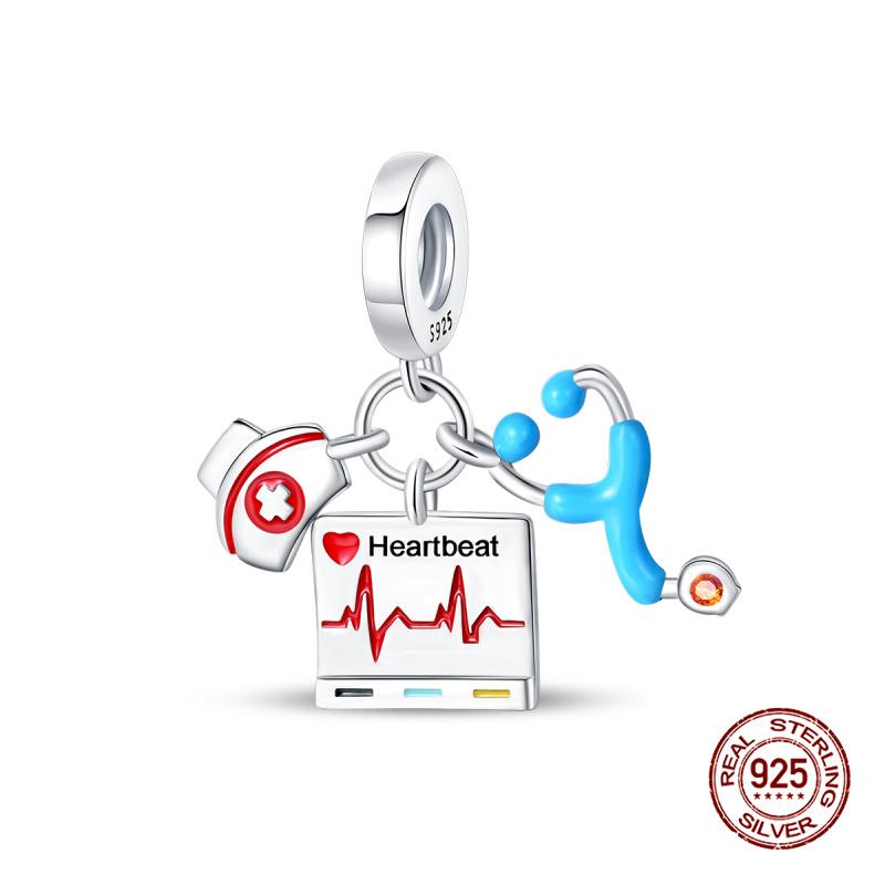 New In Medical Care Series-Medical Box Heart Charms Beads Fit 3Mm Original Bracelet Women Copper Fine Charms Jewelry Gifts