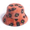 Faux Fur Winter Bucket Hat For Women  Fashion  Daisy Flowers Soft Warm Fishing Cap Outdoor Foldable Bob Hat Panama Fisherman Hat