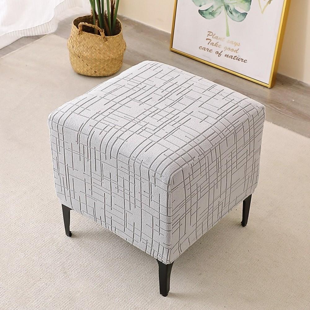 Elastic Square Stool Cover Solid Color Footstool Case Durable Pouf Stool Cover Living Room