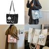 Stylish Large Capacity Student Tote Bag For Women In Trendy Street Style Available In Black Blue Pink And Cream