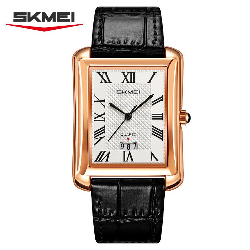 SKMEI 2575 Waterproof Date Genuine Luxury High-end Quartz Watch for Men Leather Strap Mens Wristwatch Shockproof Colck Relgios