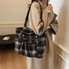 Шерстяная клетчатая большая сумка женская модная большая сумка через плечо для отдыха и учебы сумка-тоут