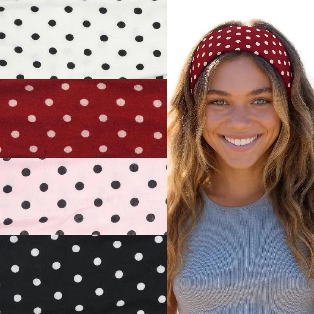Elastic Polka Dot Headband Stretch Wide Headband Hair Hoop Yoga Elastic Hair Band Photo Props