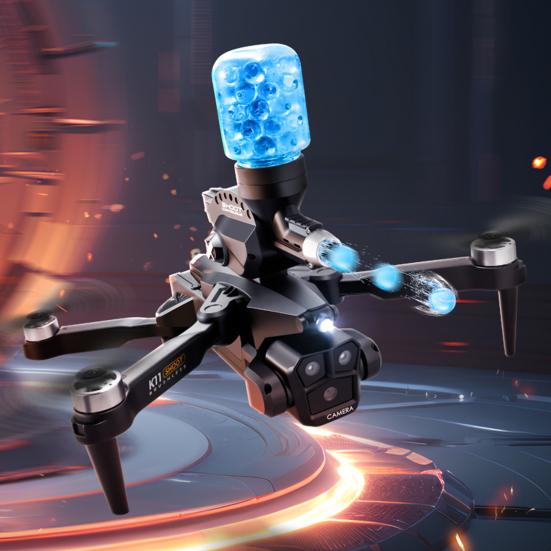 Дрон с дистанционным управлением 2,4 ГГц с тремя 8K камерами, бесколлекторным двигателем, для аэрофотосъемки, запускающий водяные бомбы, детский/взрослый RC квадрокоптер, игрушка