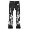 Mens Slim Fit Distressed Blue Punk Rock Denim Jeans With Stretch Cotton Fabric Rivet Detail