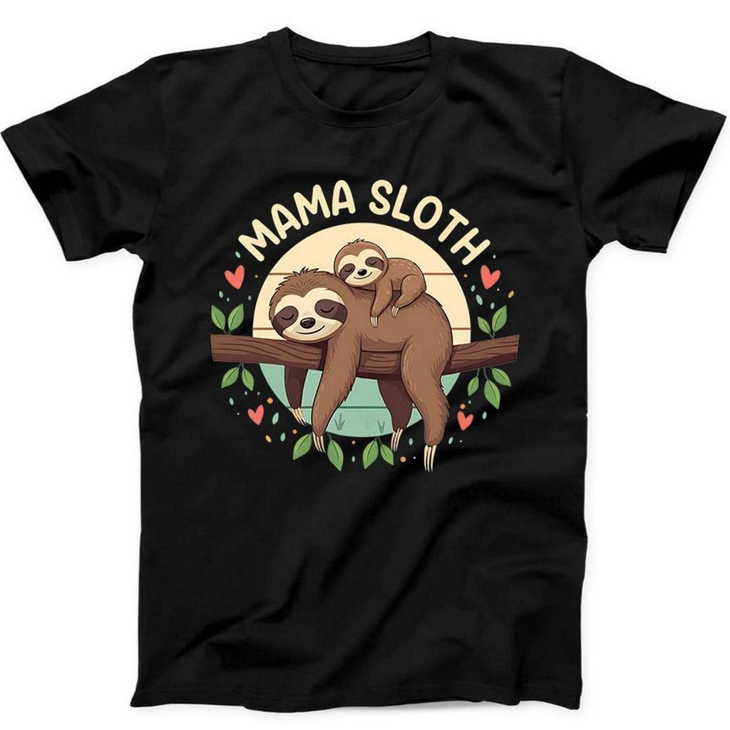 Mama Sloth Sleeping Sloth Lover Meme Funny Gift Black T Shirt B251