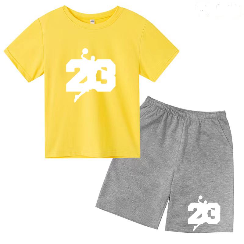 Баскетбольная футболка, тренировочная одежда, летняя детская рубашка + шорты, комплект из 2 предметов для девочек и мальчиков, спортивный повседневный очаровательный топ