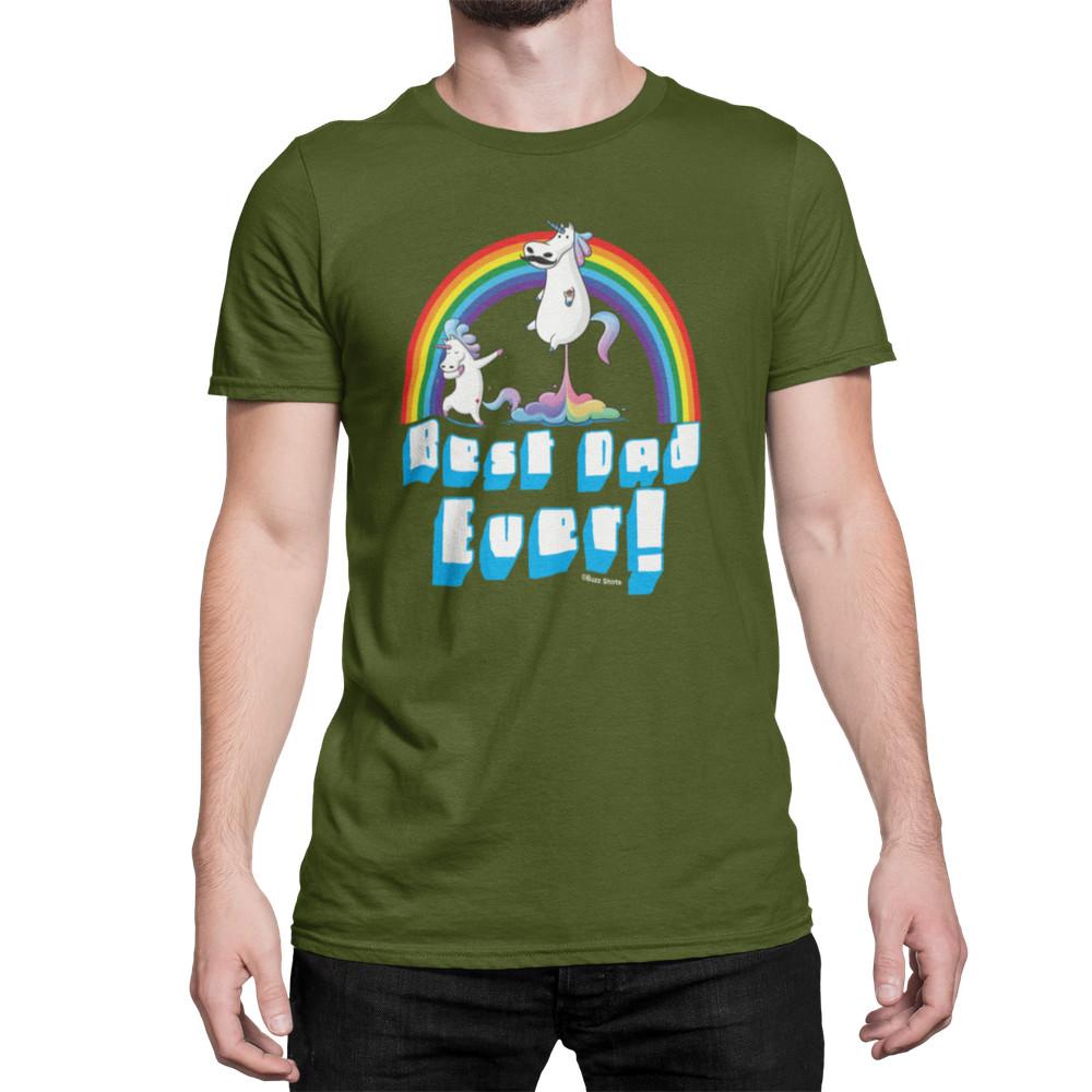 Мужская рождественская футболка в подарок для папы Лучший ПАПА на свете Единорог Экологичная Отец