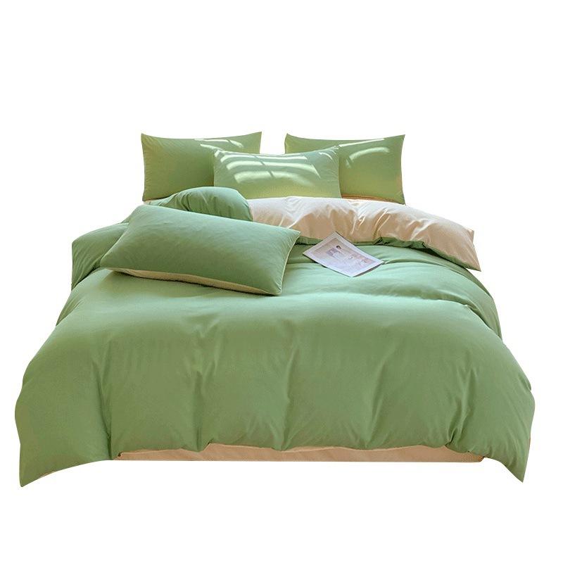 Зимняя двухсторонняя хлопковая кровать из четырех частей, однотонная простыня, пододеяльник, пододеяльник для студенческого общежития и средней школы