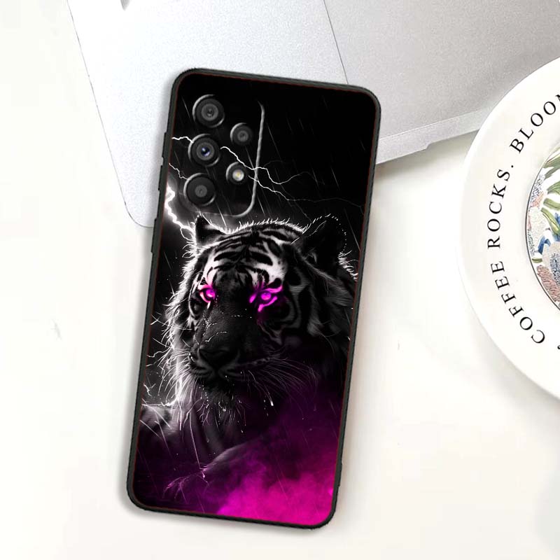Лев Медведь Кот Крутой Для Samsung A73 A72 A71 A55 A54 A53 A52 A51 A13 A22 A16 A15 A12 A14 A26 A07 5G Черный Чехол для Телефона