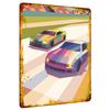Colorful Geometric Sports Car Race Track Custom Metal Wall Art Modern Home Decor
