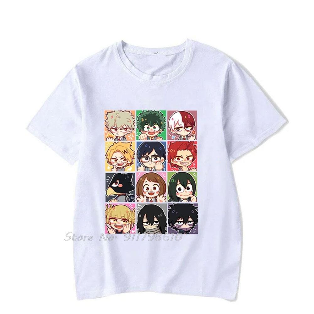 Новая аниме мультяшная футболка Deku Todoroki Shoto Bakugou Katsuki из хлопка, летняя модная футболка оверсайз, повседневная мужская одежда, топы