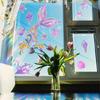 Reflective Rainbow Glass Stickers Colorful Flower Decals Sunlight Dispersing Window Films PVC Clings for Home Decors
