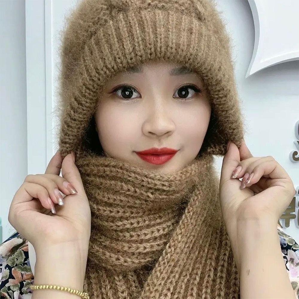 Neck Warmer Beanie Hat Scarf Thickened Scarf Set Hooded Fashion Ear Protection Hat Cycling