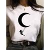 Women Moon Harajuku Funny 90s Girl T Shirt Cartoon Graphic Printed Black Ladies T-shirt Casual Woman Shirt Kawaii Tee Shirt