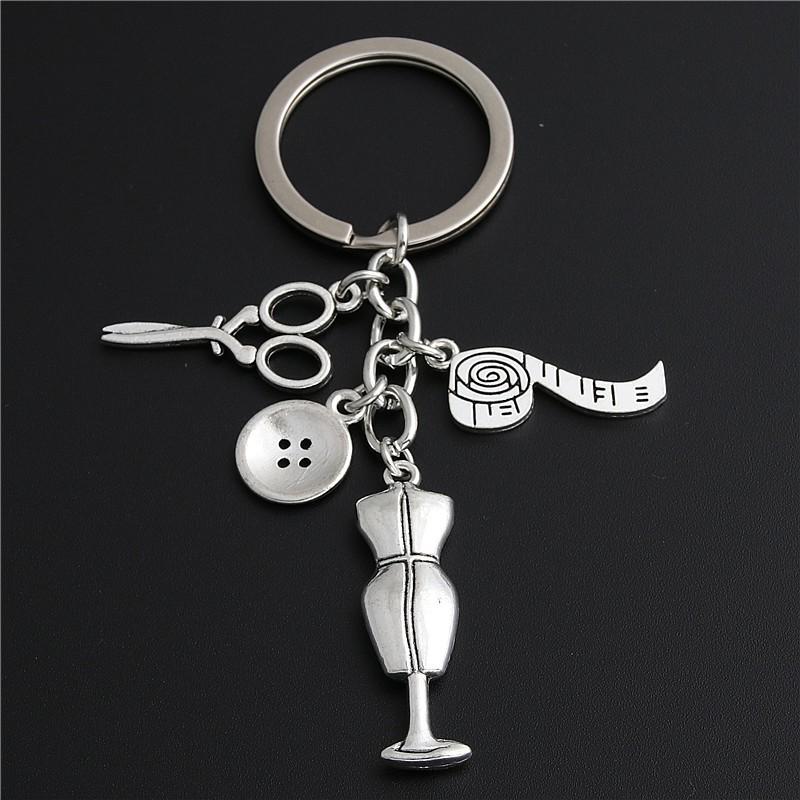 1 шт. Швейная машинка и клубок пряжи и линейка подвеска DIY брелок серебряный брелок брелок шитье кулон