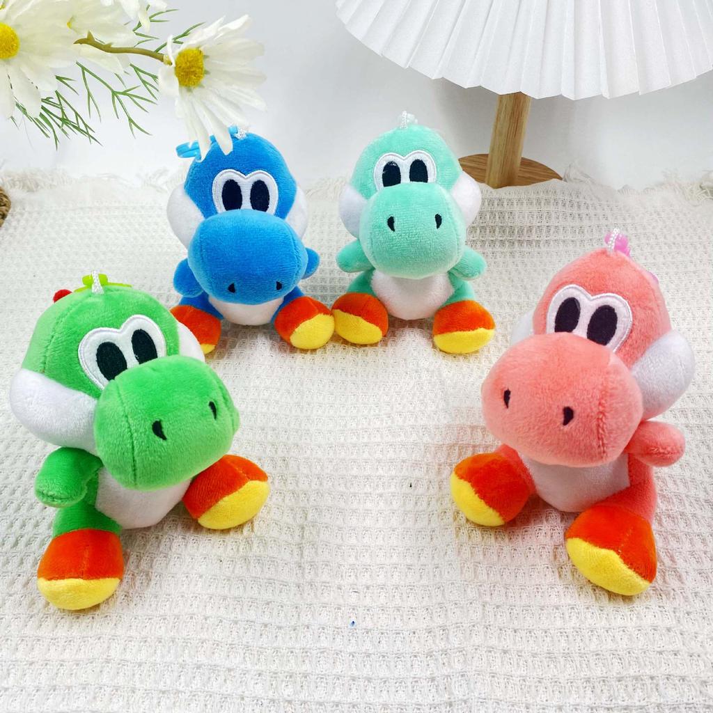 24pcs/lot Cute 12cm cartoon Anime Game Yoshi Plush Toys Dolls Keychain Kids Gifts