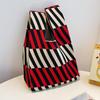 FASHION Women'S Knot Wrist Bag Handmade Knitted Bag Portable Mini Striped Tote Bucket Phone Bags Large Capacity Autumn Winter Handbags