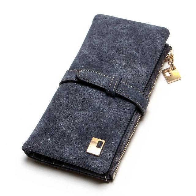 Yogodlns Fashion Women Wallets Nubuck Leather Zipper Wallet Women's Long Design Purse