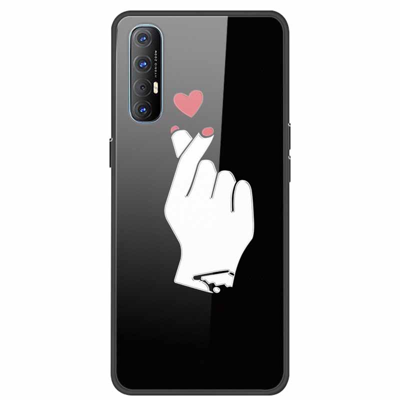 Tempered Glass Case For Oppo Reno 3 Pro 5G Case 6.5" Hard Phone Back Cover Soft Bumper For Oppo Reno3 Pro Case Funda Para PCRM00