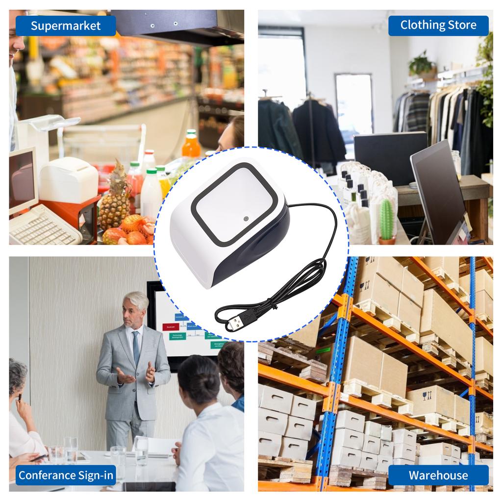 1D 2D QR Desktop Barcode Scanner Platform Hands-free USB Wired Bar Code Reader Scanner Plug&Play