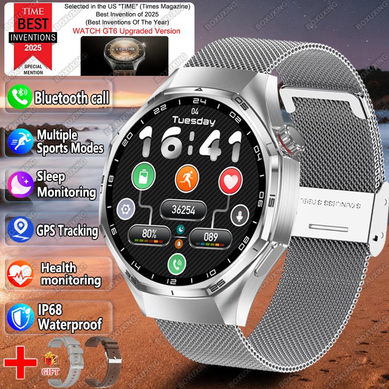 Глобальная версия Watch 6 Pro Новые умные часы для мужчин Экран GPS-трек Bluetooth-звонок Водонепроницаемые Спортивные Пульс Умные часы