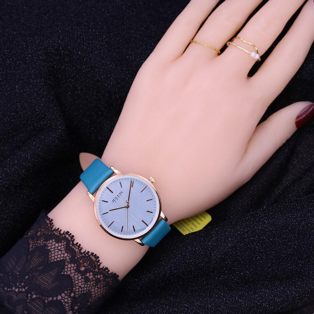 Simple Retro Women's Watch Japan Quartz Large Big Hours Top Fashion Dress Bracelet Leather Girl Birthday Gift Julius No Box