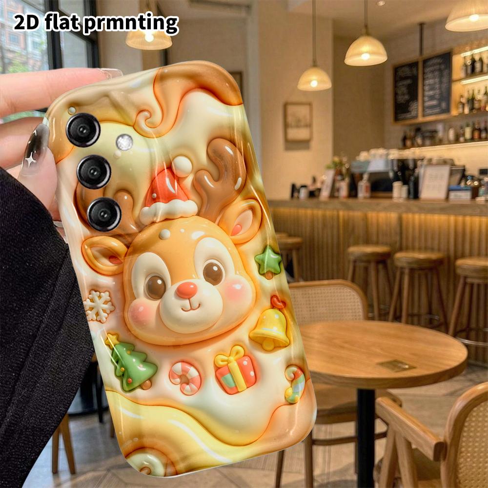 Phone Case: 2D flat design suitable for Samsung Galaxy A34 A35 M05 M06 S20 S22 S21 FE Plus 5G protective case, Christmas reindeer, perfect holiday gif