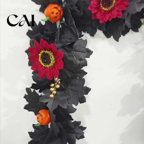Reusable Holiday Props Halloween Artificial Maple Leaf Vine Decor, Fall Wall Hanging Garland Party Supplies for Scene, Spooky Thanksgiving Home