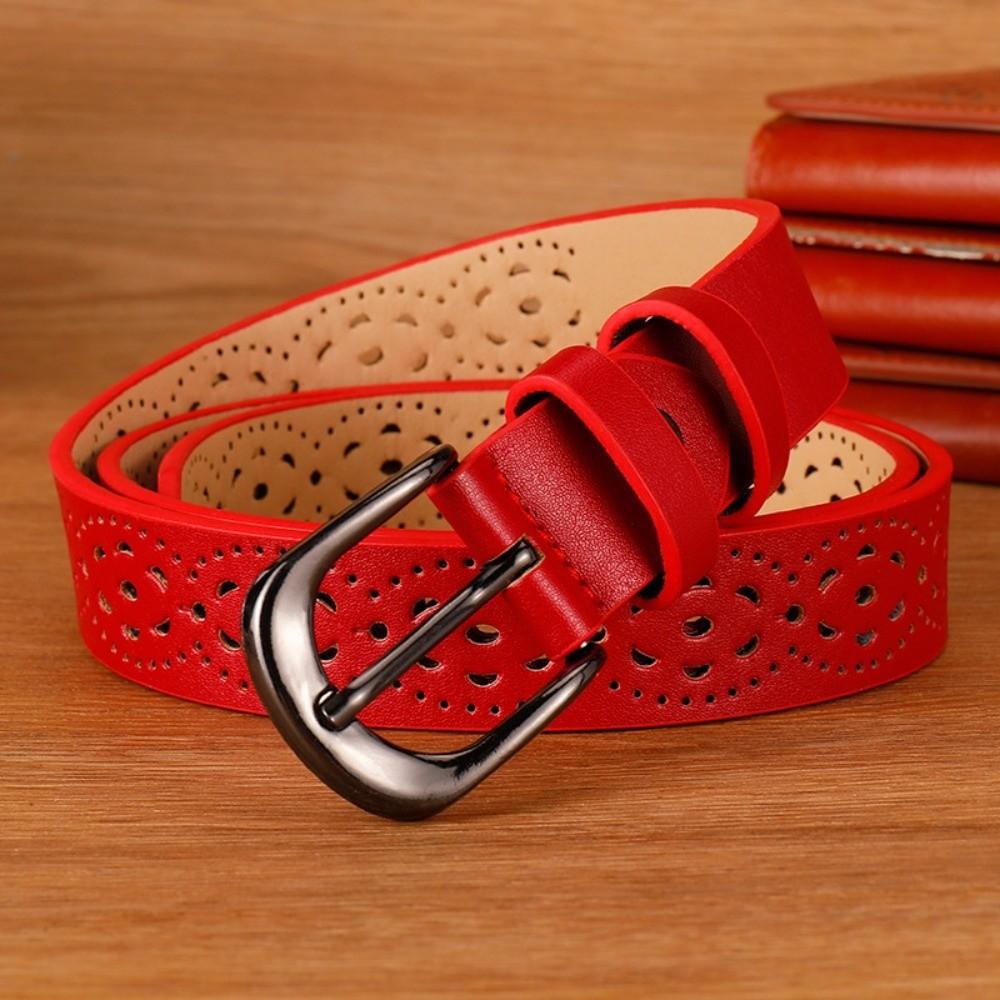 Hollow Vintage Pin Buckle Strap Genuine PU Leather Luxury Female Waist Belt Jeans Accessories