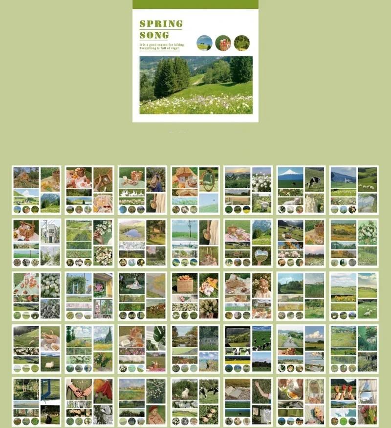 Милая наклейка с пейзажем для девочки, цветочный океан, закат, природный пейзаж, канцелярская наклейка, DIY Декор, наклейка для скрапбукинга