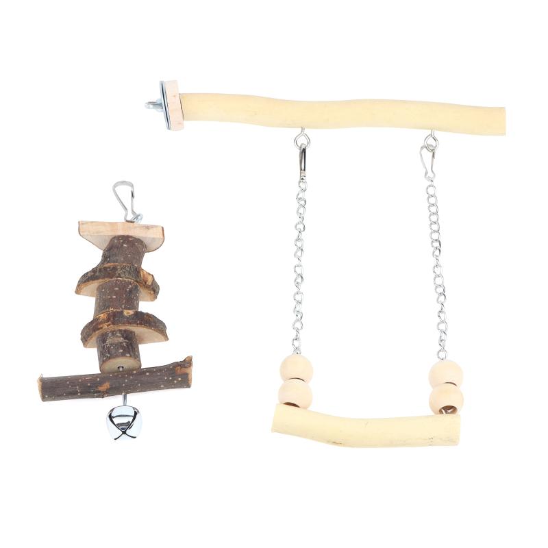Parrot Suspension Bridge Rest Swing Toy Eco-Friendly Natural Wood Perch Stand for Budgerigar Cockatiel Bird Play Accessory
