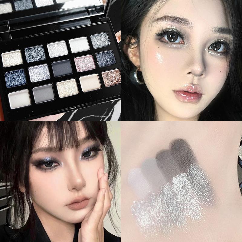 Sweet Cool 15 Colors Eyeshadow Palette Pearlescent Burst Flash Black Gray Super Fire Pure Desire Broken Diamond Punk Smoky Makeup Eyeshadow Palette
