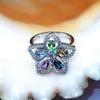 Серебряное пятицветное кольцо с цветком сокровища S925