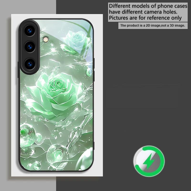 Розы цвета ледяного кристалла Для Samsung Galaxy S26 Ultra S20 FE S21 S22+ S23 Plus S24 Ultra 25 Edge Для Magsafe Стеклянный чехол для телефона