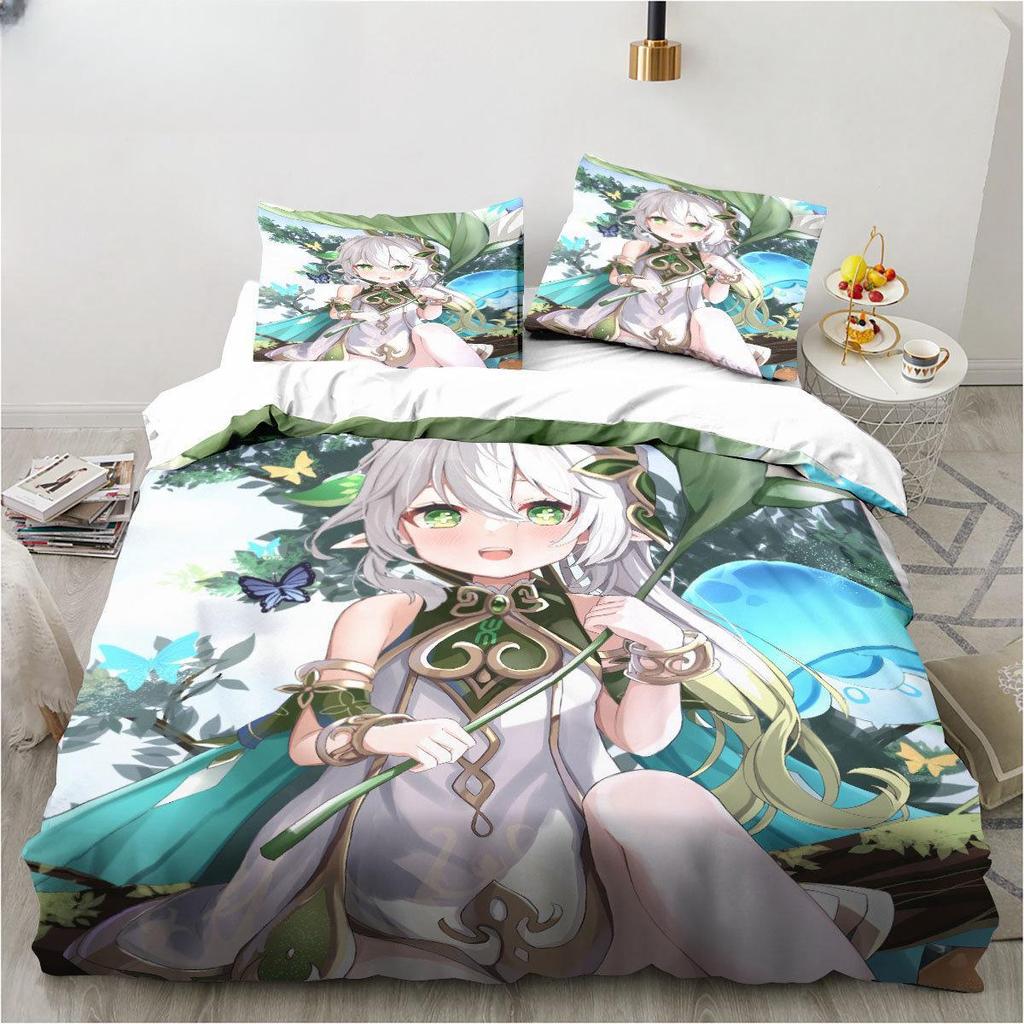 New Genshin Impact Nahida Kawaii Cute Cartoon Nahida King Twin Double Child Bedding Set Microfiber or Polyester Duvet Cover Set