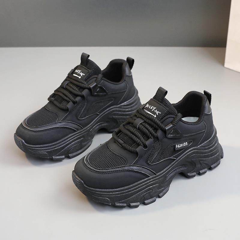 QRJ02 2024 Spring/Summer Women's Trendy Mesh Dad Shoes: Breathable Thick-Soled Sneakers