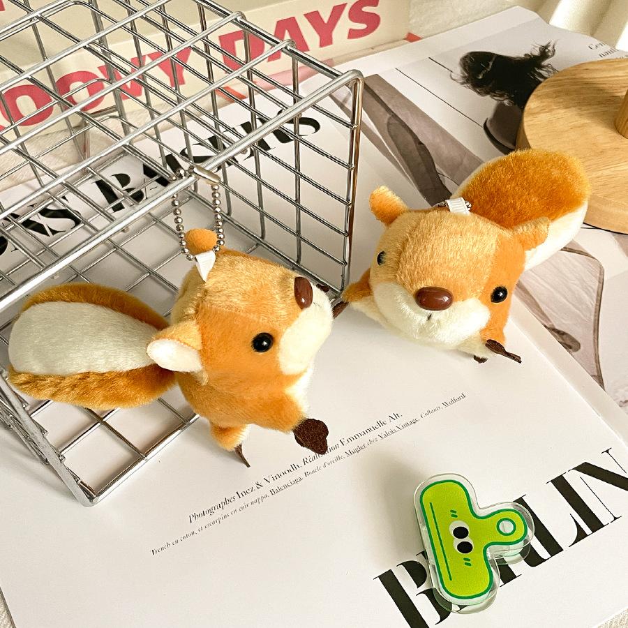 Cartoon Big Tail Squirrel Doll Long Tail Squirrel Doll Plush Claw Machine Toy Bag Keychain Pendant