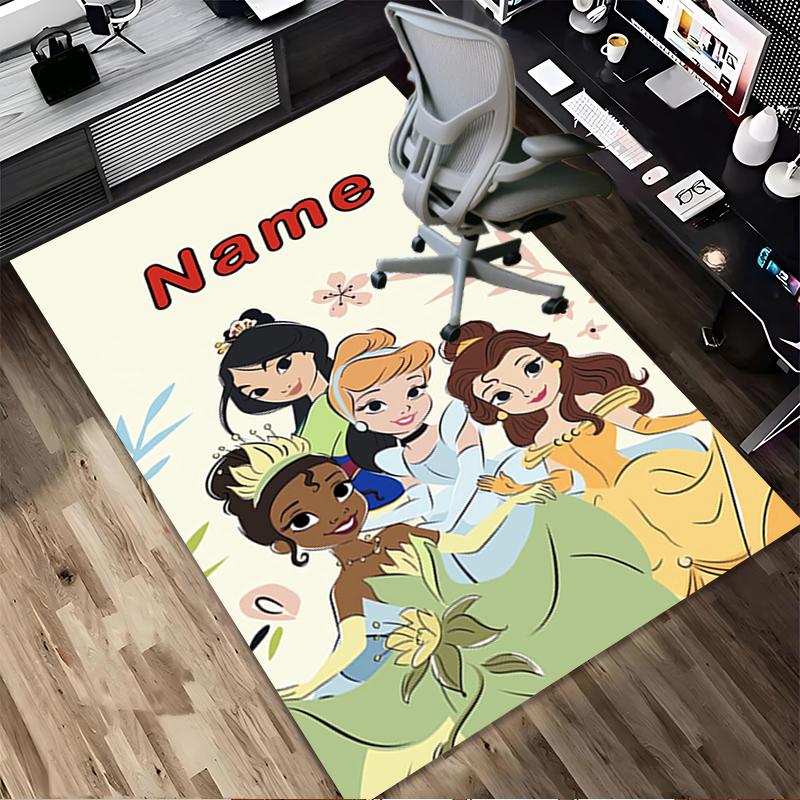 Custom Name Princess Party Living Room Non-Slip Area Rug Soft Carpet for Bedroom Kids Playroom Sofa Office Home Decor Doormat