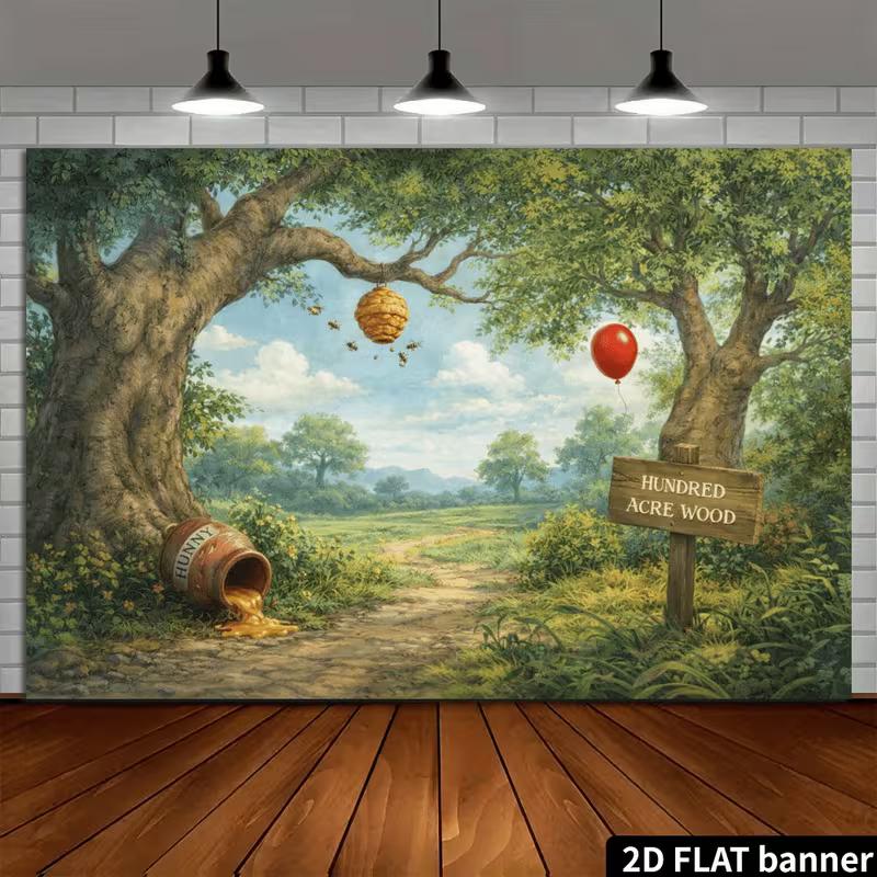 2D Hundred Acre Wood Pooh Forest Wall Tapestry