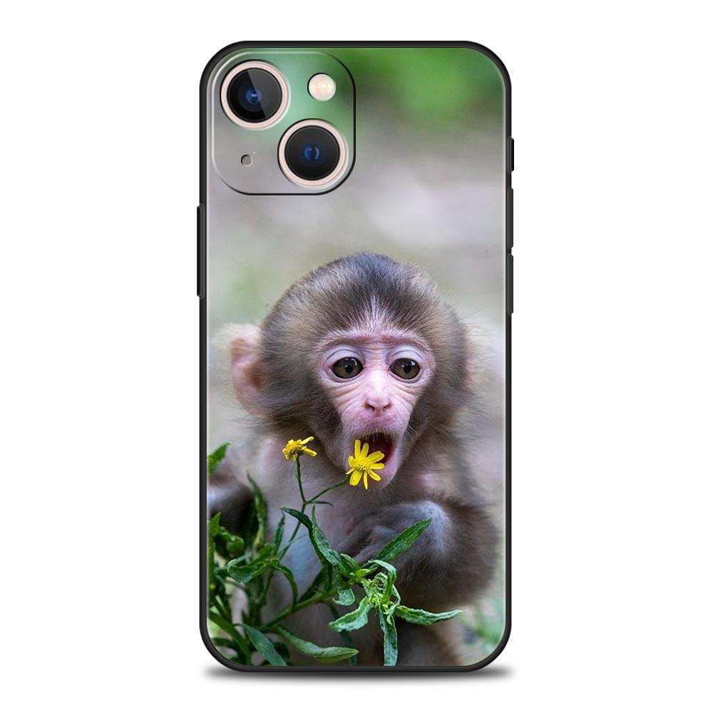 Чехол для телефона iPhone 17 16e 15 14 13 12 11 Pro Max SE 7 8 Plus Оболочка iPhone 16 Мягкий ТПУ Чехол Милая Забавная Обезьяна