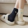 Footwear Plush Socks Embroidery Bow Winter Socks Sweet Mid Tube Stockings